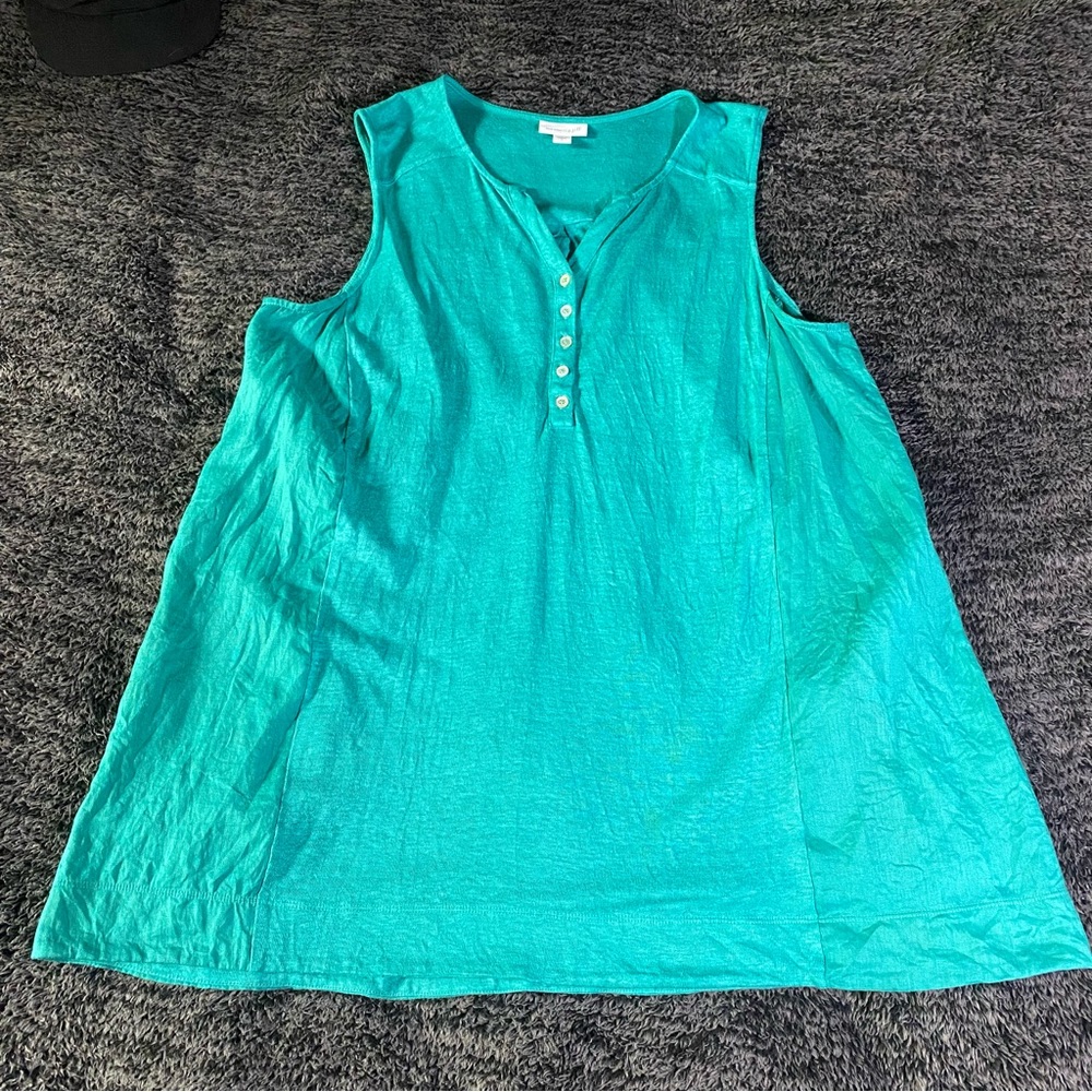 J. Jill Turquoise Linen Tank Top